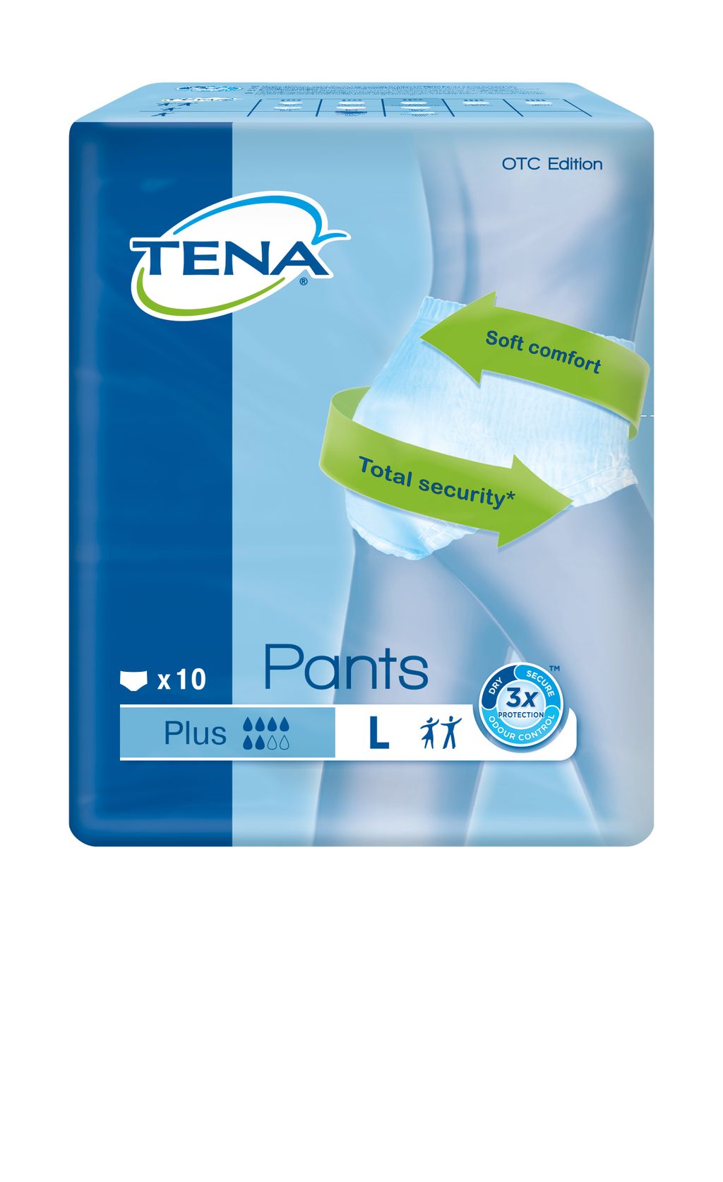 Подгузники-трусы для взрослых Tena Pants Plus, Large L (3), 100-135 см, 10 шт.
