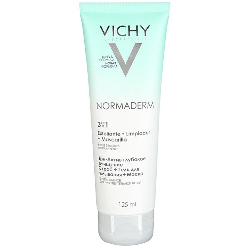 фото упаковки Vichy Normaderm Три-Актив глубокое очищение гель + скраб + маска