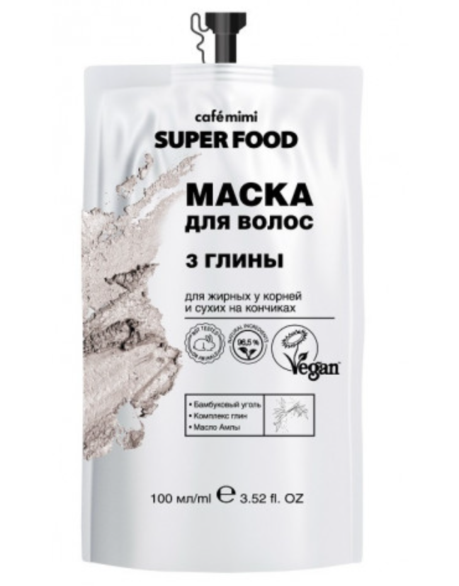 фото упаковки Cafe mimi Super Food Маска для волос 3 Глины