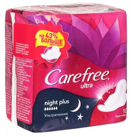 фото упаковки Carefree ultra night plus прокладки женские гигиенические
