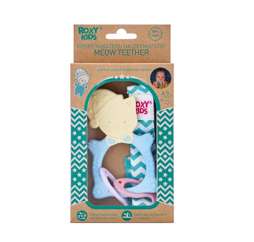 фото упаковки Roxy-kids Прорезыватель универсальный Meow teether