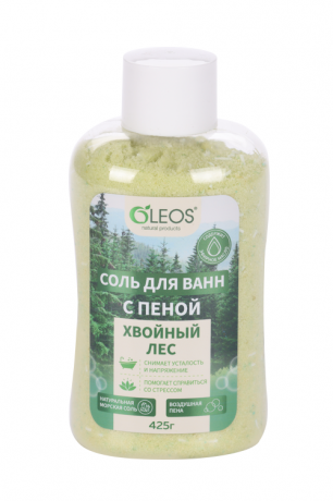 фото упаковки Oleos Морская соль для ван Хвойный лес с пеной, соль для ванн, 400 г, 1 шт. фото упаковки Oleos Морская соль для ван Хвойный лес с пеной