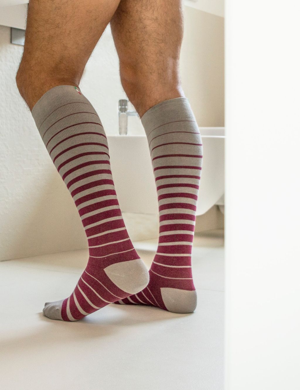 Relaxsan Fancy Cotton Socks Гольфы с хлопком 1 класс компрессии унисекс, р. 3, арт. 820 Fancy (18-22 mm Hg), бордо-полоски, пара, 1 шт.
