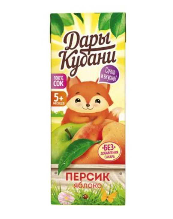 фото упаковки Дары Кубани Сок яблочно-персиковый