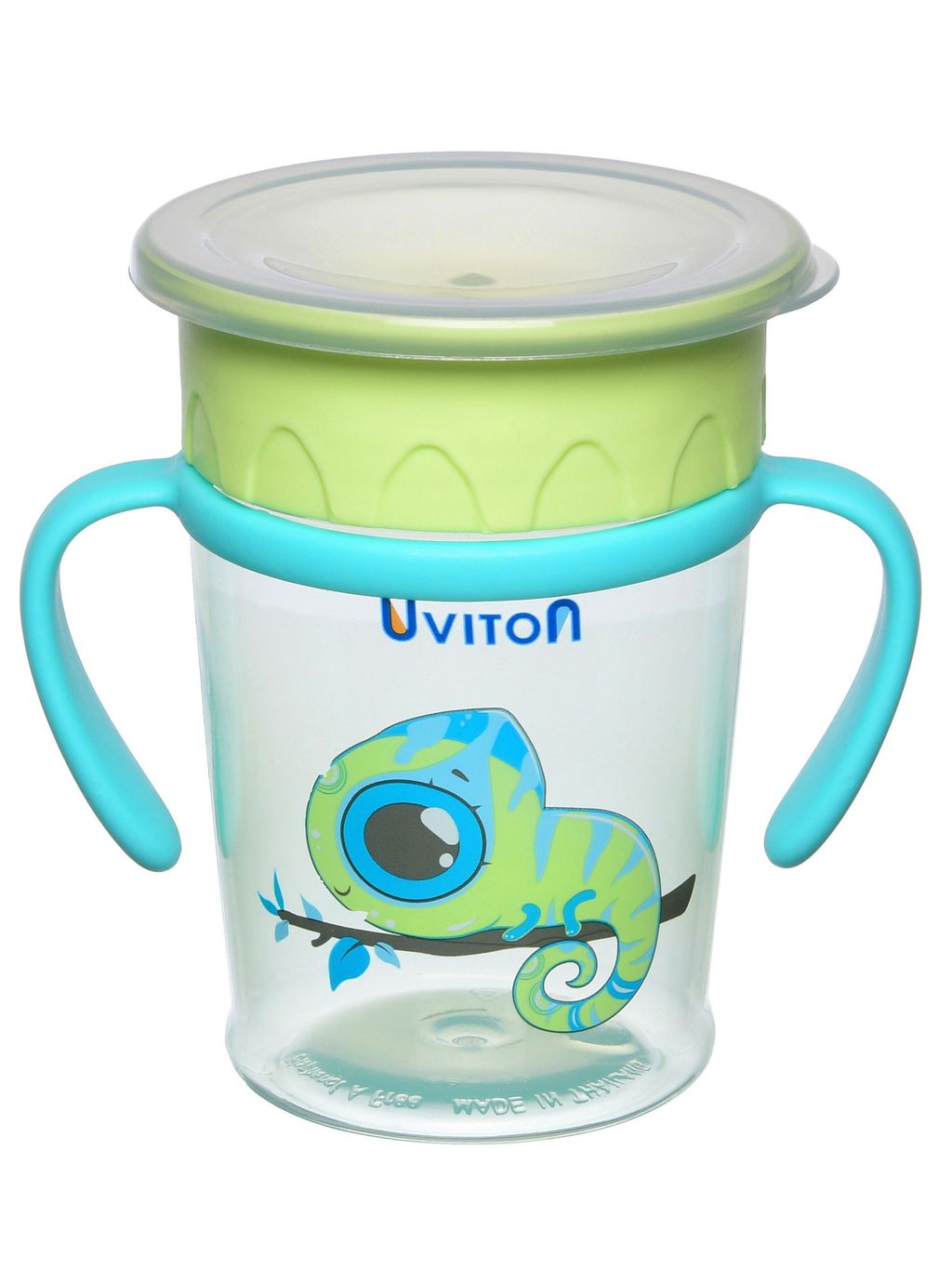 Uviton Поильник детский непроливайка c ручками, 0274, хамелеон, 270 мл, 1 шт.