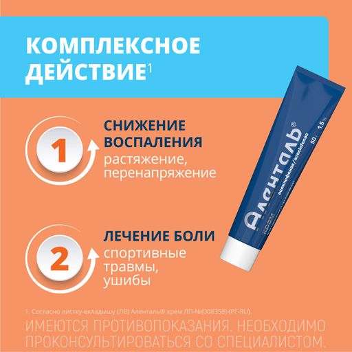 Аленталь, 1.5%, крем для наружного применения, 50 г, 1 шт.