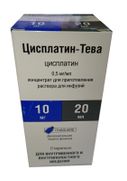 Цисплатин-Тева, 0.5 мг/мл, раствор для инъекций, 20 мл, 1 шт.