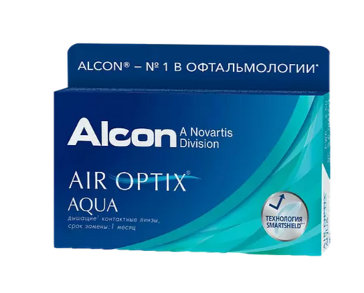 Alcon Air Optix aqua контактные линзы плановой замены, BC=8.6 d=14.2, D(-4.50), 6 шт.