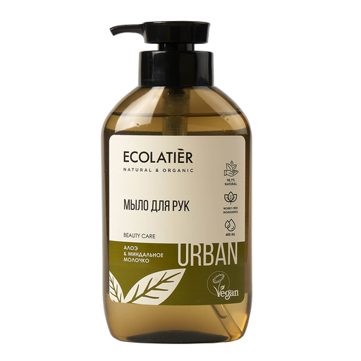 Ecolatier Urban Жидкое мыло для рук, Алоэ и Миндальное молочко, 400 мл, 1 шт.