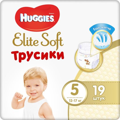 Huggies Elite Soft Подгузники-трусики, р. 5, 12-17 кг, 19 шт.