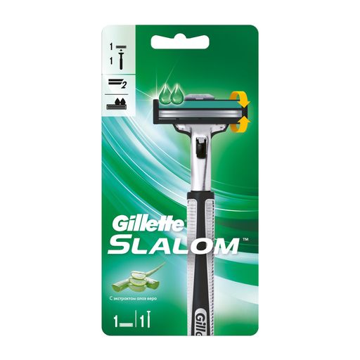 Gillette Slalom Бритвенный станок +1 сменная кассета, с экстрактом алоэ, 1 шт.