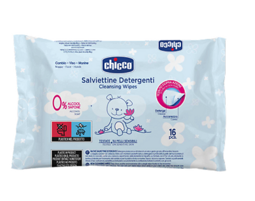 Chicco Салфетки очищающие влажные, для детей, 16 шт.