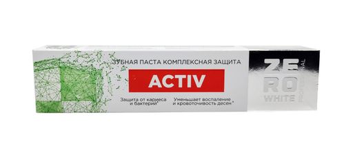 Zero White Зубная паста Active комплексная защита, паста зубная, 100 г, 1 шт.