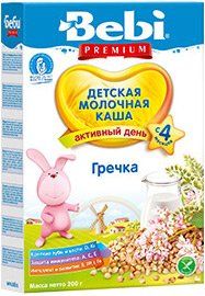 Bebi Premium Каша молочная гречневая, для детей с 4 месяцев, каша детская молочная, 200 г, 1 шт.
