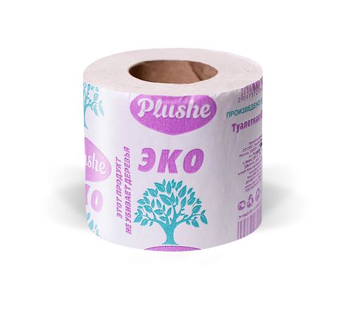 Plushe Эко туалетная бумага, туалетная бумага классическая, однослойная, 1 шт.