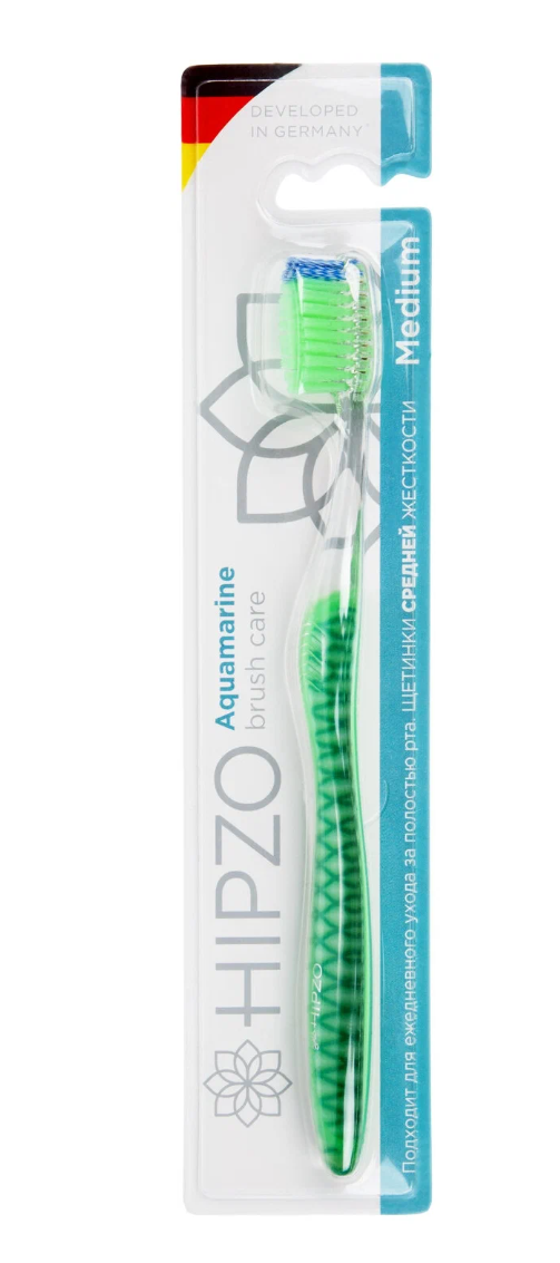 Hipzo Aquamarine Зубная щетка для взрослых, щетка зубная, средней жесткости, 1 шт.