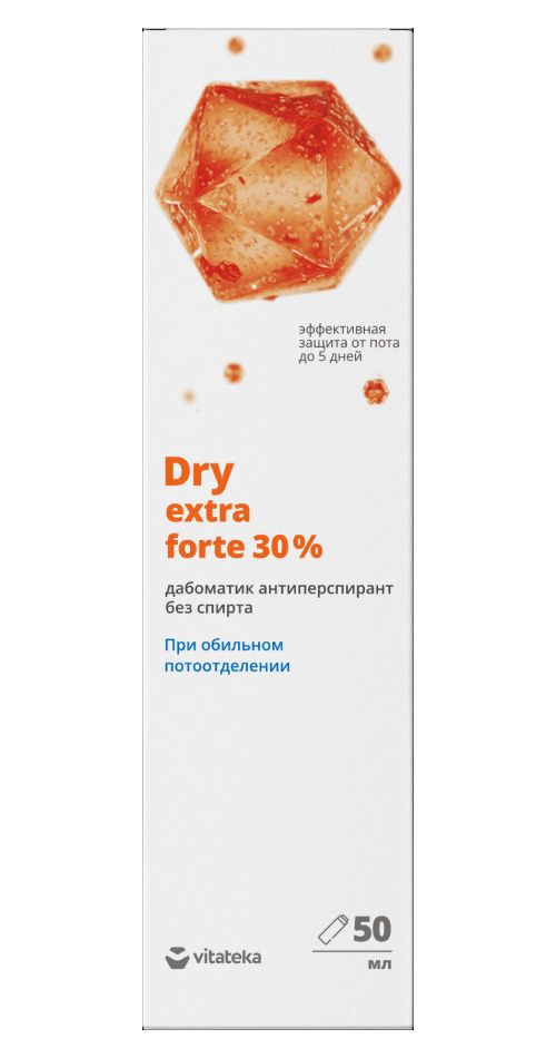 Витатека Dry Extra Forte дабоматик антиперспирант без спирта 30%, без спирта, 50 мл, 1 шт.